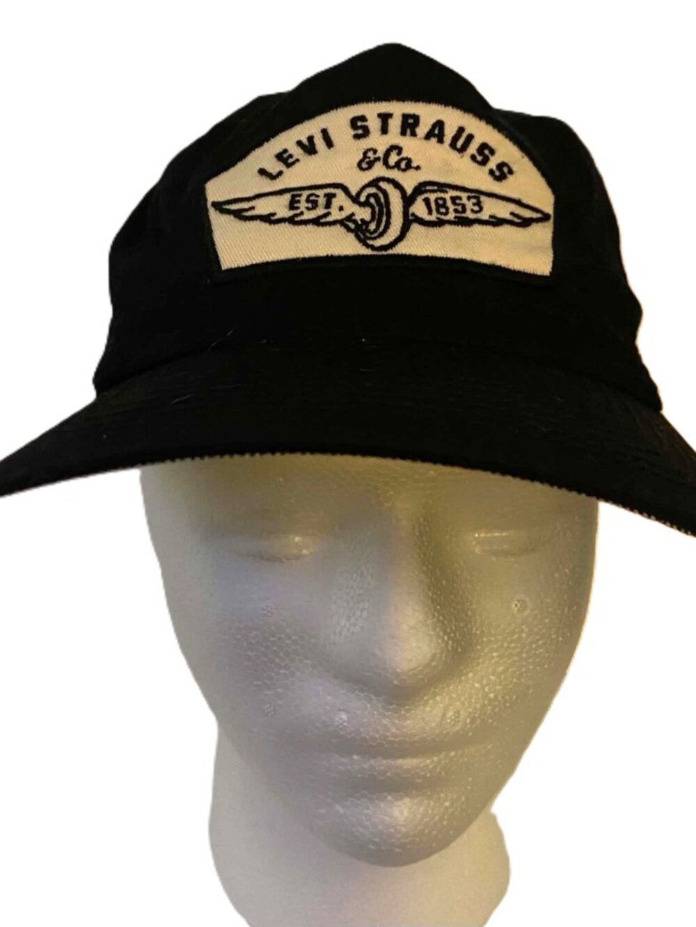 Levi's Black Winged Logo Patch Adjustable Snapback Baseball Cap One Size